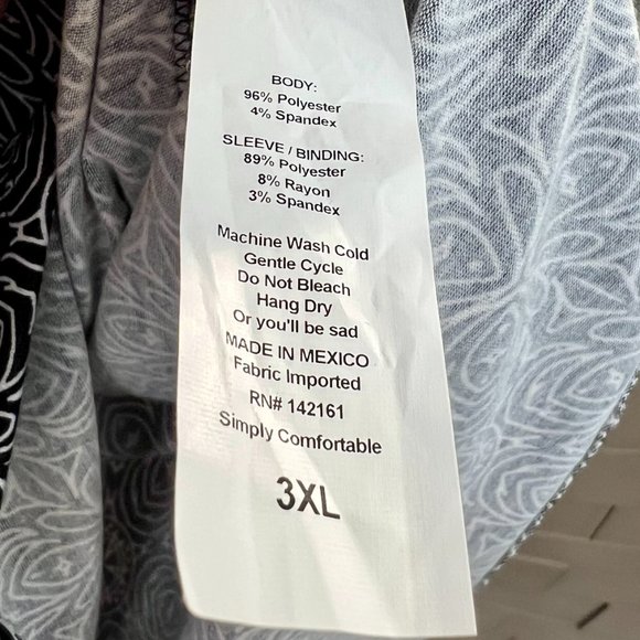 NWT LuLaRoe Randy Black White Gray 3/4 Sleeve Geometric Top Tee T-Shirt 3X NEW - Picture 7 of 7